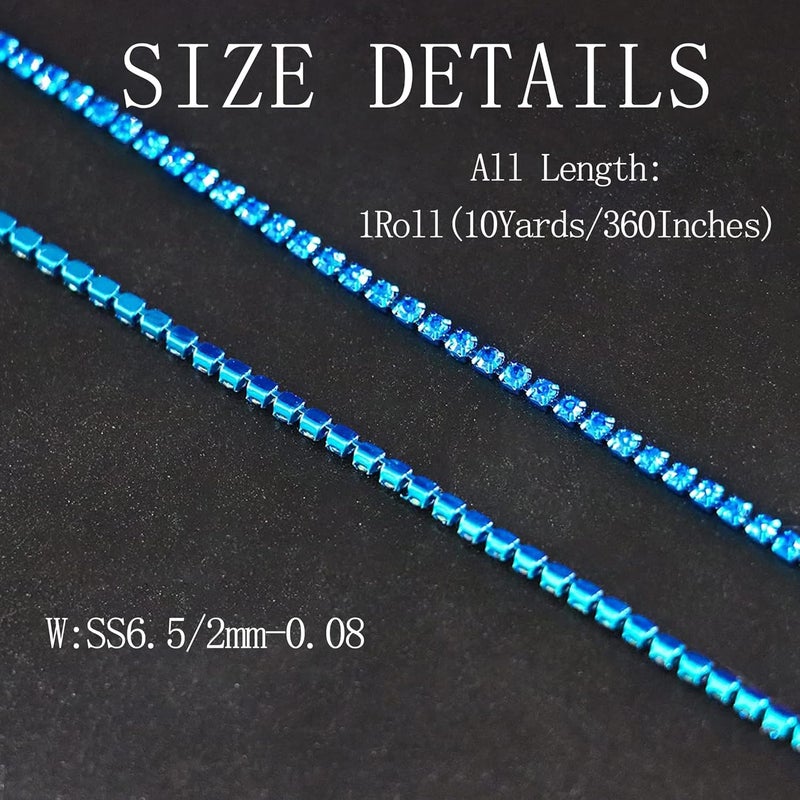 Rytenz 10 Yards 2 MM Rhinestone Chain Trim Crystal Rhinestone Close Chain Trim Shiny Rhinestone Chain for Sewing Crafts, DIY Decoration, Jewelry, Clothing, Shoes (Navy Blue), DC-10Y-DYML - Image 4